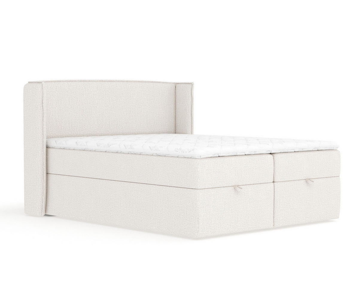 BOXBETT Passion Creme 140/200 cm mit Matratze und Topper - Creme/Schwarz, Holz/Holzwerkstoff (140/200cm) - Maison de Reve