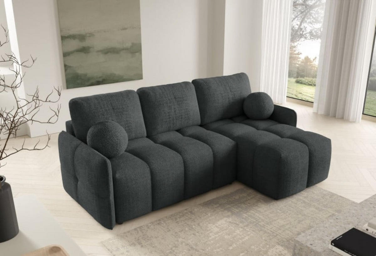 ECKSOFA Grafit MONO Mit Schlaffunktion Und Dekokissen Rechts - Graphitfarben, Textil (220/145cm) - Sepro Meble