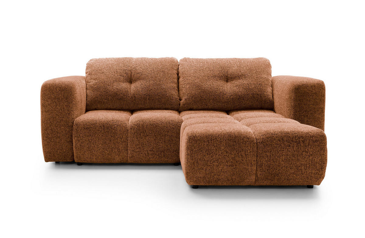 ECKSOFA ARTE 01 Orange Chenille mit Schlaffunktion - Orange, Holz (245/177cm) - MASSENO