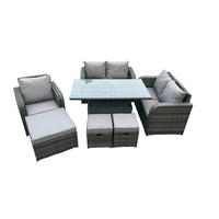 GARTENMÖBELSET Polyrattan 8-Sitzer - Dunkelgrau, Metall - Fimous