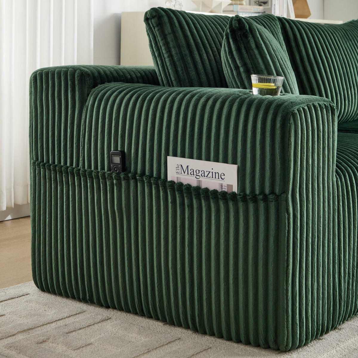 ECKSCHLAFSOFA Modulares Sofa mit Schlaffunktion,Chaiselongue + Zweisitzer,Grün - Grün, Textil (257/160cm) - LVHOM