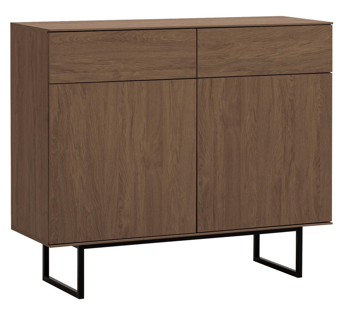 KOMMODE in Nussbaum 115 x 98 cm, Sideboard mit Push-to-Open - Nussbaumfarben/Schwarz, Holzwerkstoff/Metall (115/98/40cm) - Furn.Design