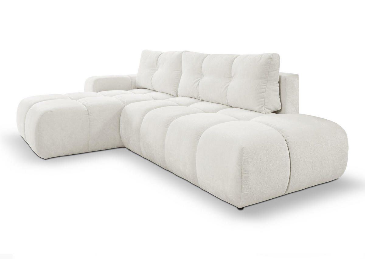 ECKSOFA L Form Hosio Cremefarbton 286/177/88 cm Links mit Schlaffunktion - Hellgrau/Schwarz, Kunststoff/Textil (177/286cm) - AX Living