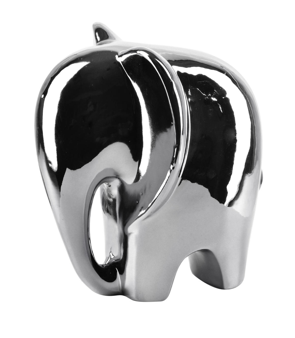 DEKOELEFANT Mia Silber 15/12/16.5 cm Keramik - Silberfarben, Keramik (12/16.5/15cm) - Mondex