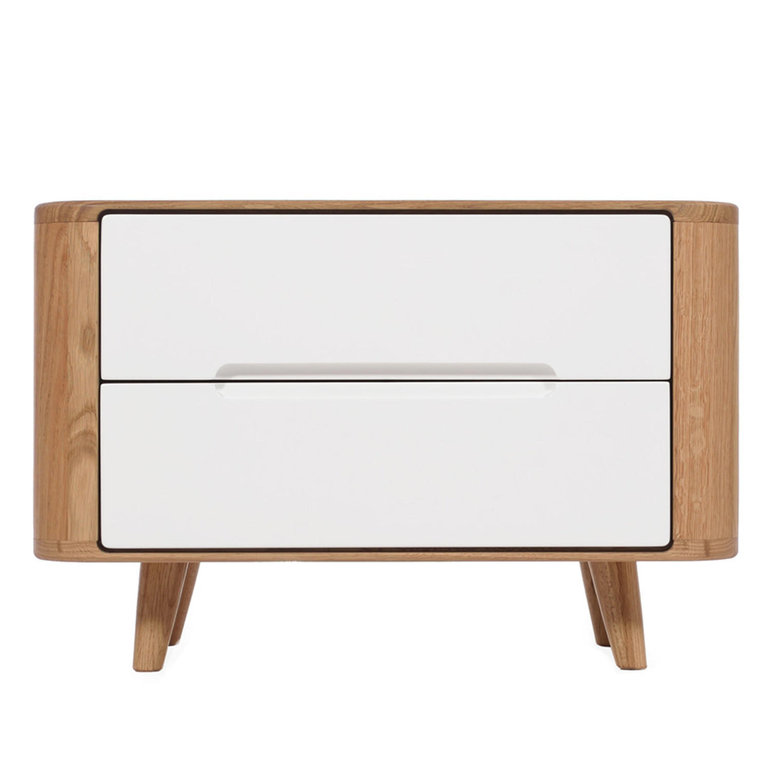 NACHTKOMMODE - Wildeiche teilmassiv - Wildeiche / Weiß - Weiß, Holz/Holzwerkstoff (60/40/42cm) - home24
