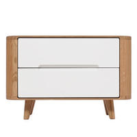 NACHTKOMMODE - Wildeiche teilmassiv - Wildeiche / Weiß - Weiß, Holz/Holzwerkstoff (60/40/42cm) - home24
