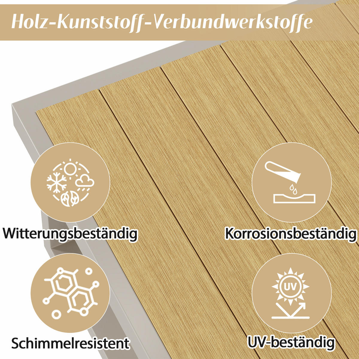 GARTENMÖBELSET Eckstellung Khaki Beige 4-tlg. - Beige, Metall - ComfortXL