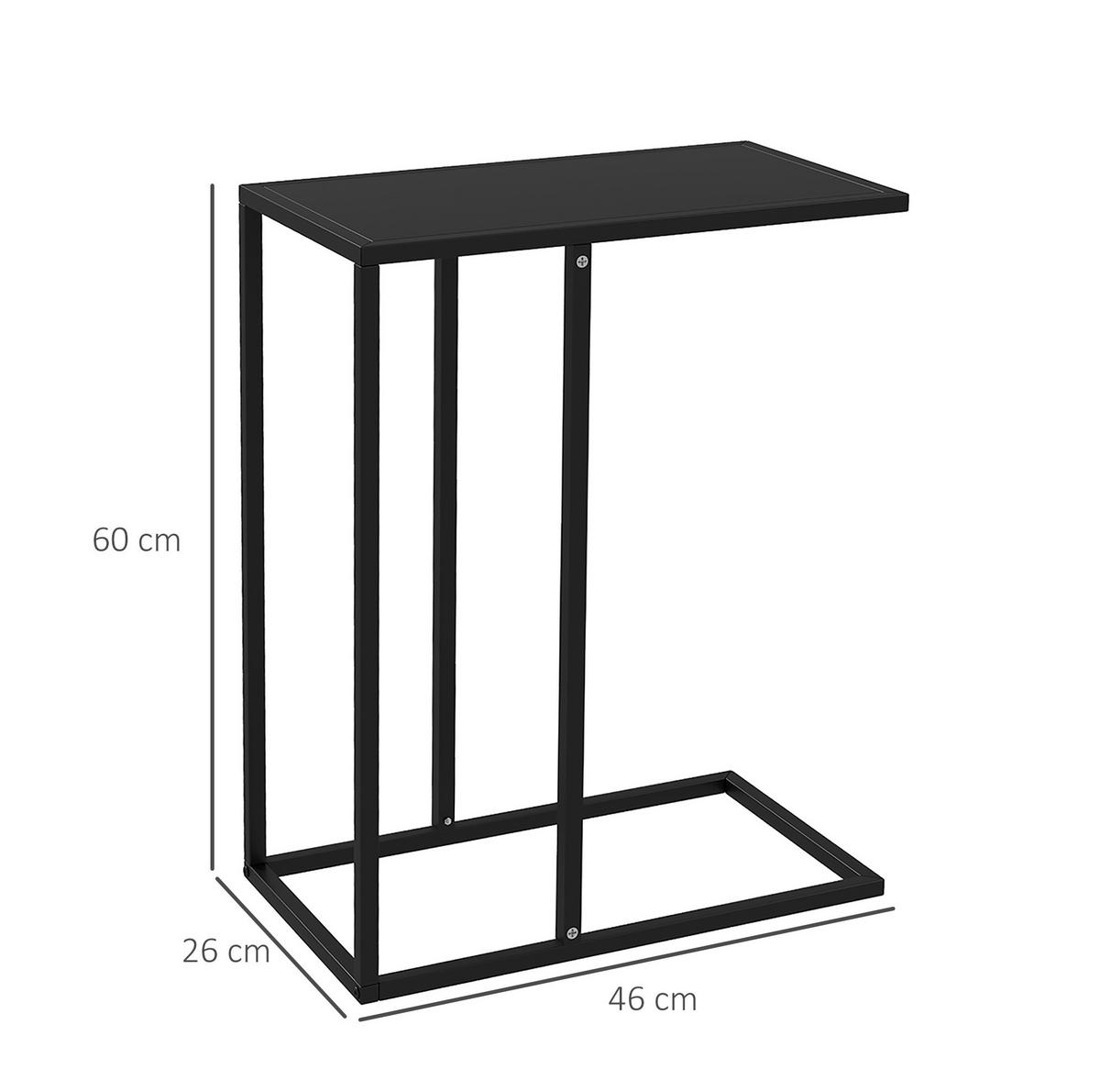 BEISTELLTISCH 46/26/60 cm in C-Form mit Stahlgestell und platzsparendem Design, Schwarz - Schwarz, Metall (26/46/60cm) - Redom