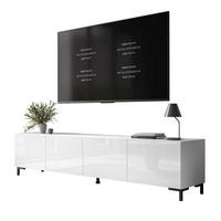 TV-LOWBOARD COLGANTE 200 cm auf Schwarz Kunststoffbeinen - Weiß Hochglanz/Schwarz, Holzwerkstoff/Kunststoff (200/45/40cm) - Lookway