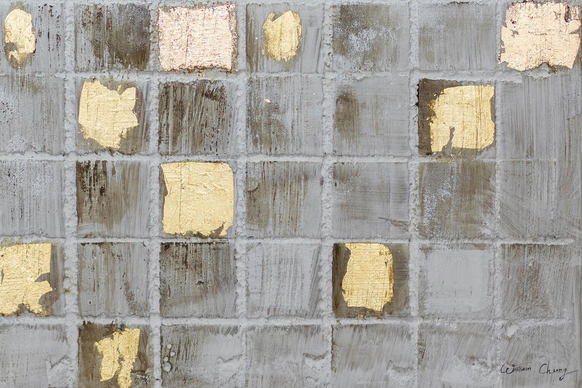 ACRYLBILD HANDGEMALT Grau 103/78 cm - Goldfarben/Grau, Textil (102.5/77.5cm) - KUNSTLOFT