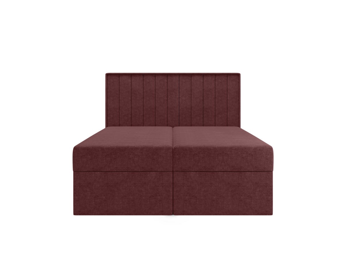 BOXBETT - Taschenmatratze + Topper 160x200 kastanienbraun Chenille - Bordeaux, Holz/Holzwerkstoff (160/200cm) - SIMKAM Furniture