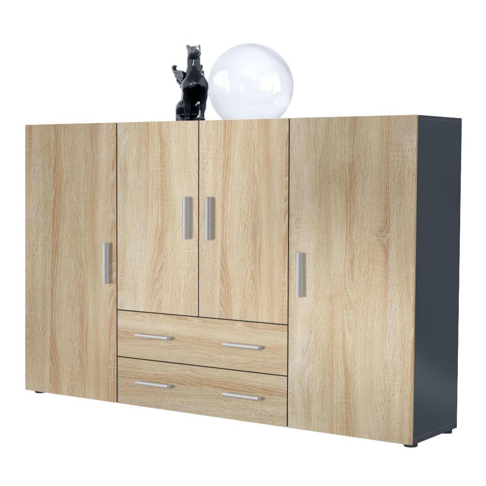 HIGHBOARD Nora Türen in Eiche sägerau - Eiche San Remo, Holzwerkstoff (166/106/35cm) - Vladon