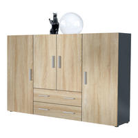 HIGHBOARD Nora Türen in Eiche sägerau - Eiche San Remo, Holzwerkstoff (166/106/35cm) - Vladon