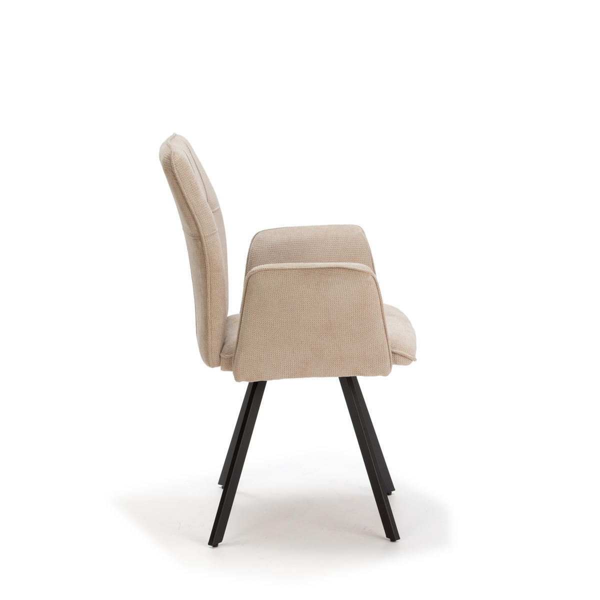 SESSEL (Set aus 2) aus stoff mit schwarzen metallbeinen - mery 62/60/47 cm - Beige, Textil (60/47/62cm) - Calicosy