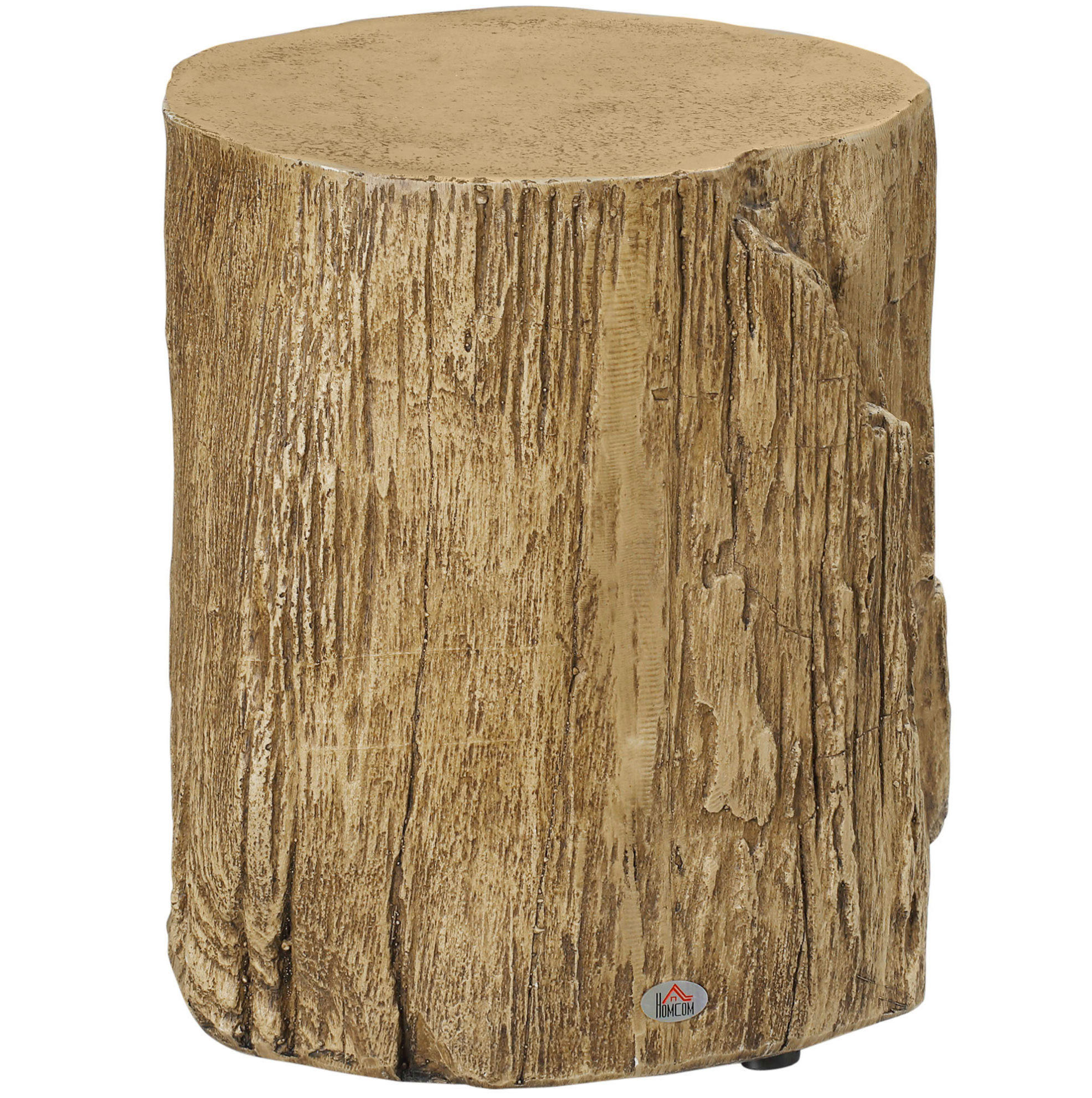 BEISTELLTISCH 37/43 cm in Holzstammoptik aus Beton, wasserdicht und höhenverstellbar - Naturfarben, Stein (37/37/43cm) - Flora Grace
