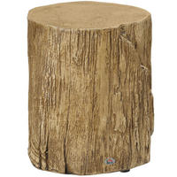 BEISTELLTISCH 37/43 cm in Holzstammoptik aus Beton, wasserdicht und höhenverstellbar - Naturfarben, Stein (37/37/43cm) - Flora Grace