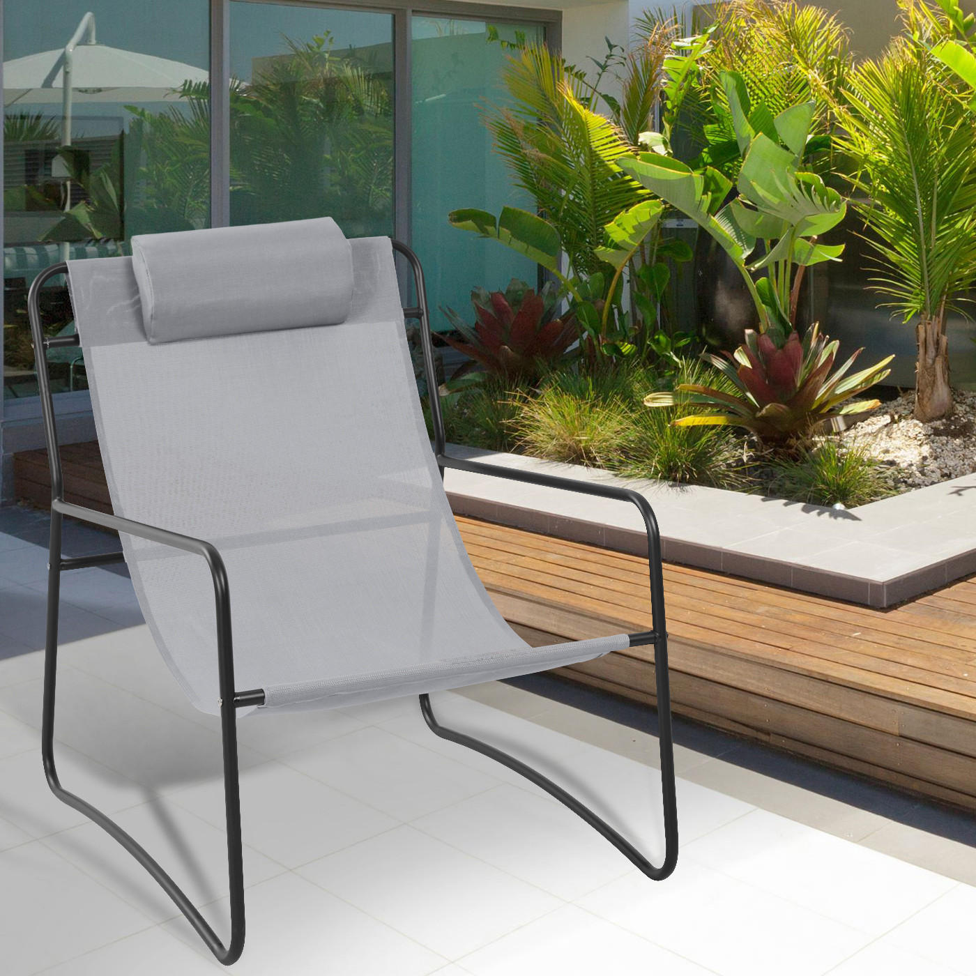 RELAXSESSEL Sveio Hellgrau (2er Set) - Hellgrau, Metall (65/81/80cm) - SVITA