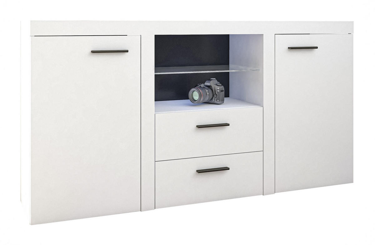 SIDEBOARD Spacoro 2F2S Weiß Matt 156,4/82/40,3 cm – Schubladenschrank Kommode Modern - Weiß, Holzwerkstoff/Kunststoff (156/82/40cm) - AX Living