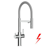 NIEDERDRUCK-3-WEGE-KÜCHENARMATUR, Verchromt und Grau, 2-Strahl-Brause - Grau, Metall (20.61/48/20.61cm) - VIZIO