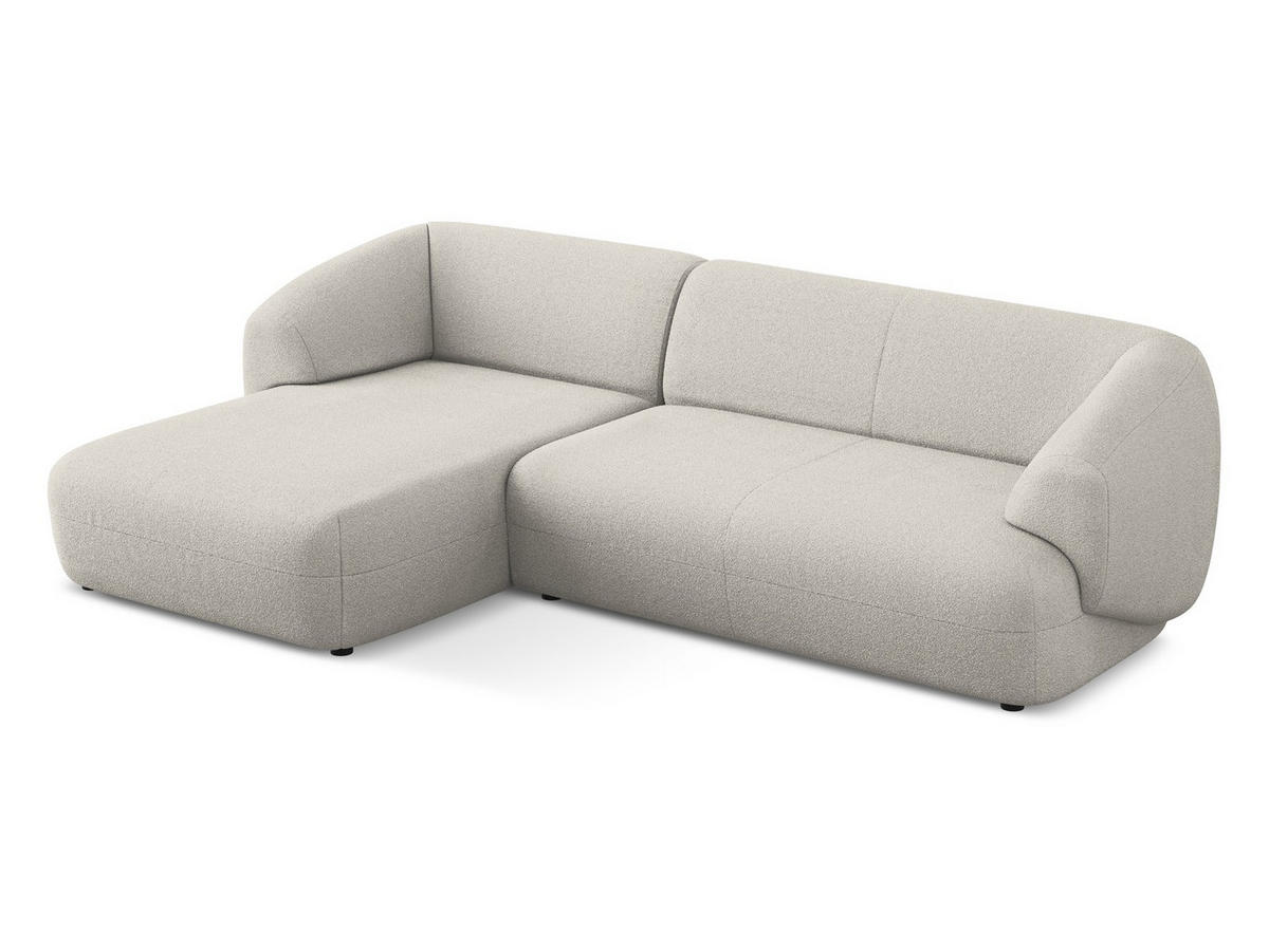 ECKSOFA Links Bouclé Stoff Beige - Beige/Schwarz, Kunststoff/Textil (156/280cm) - Makamii