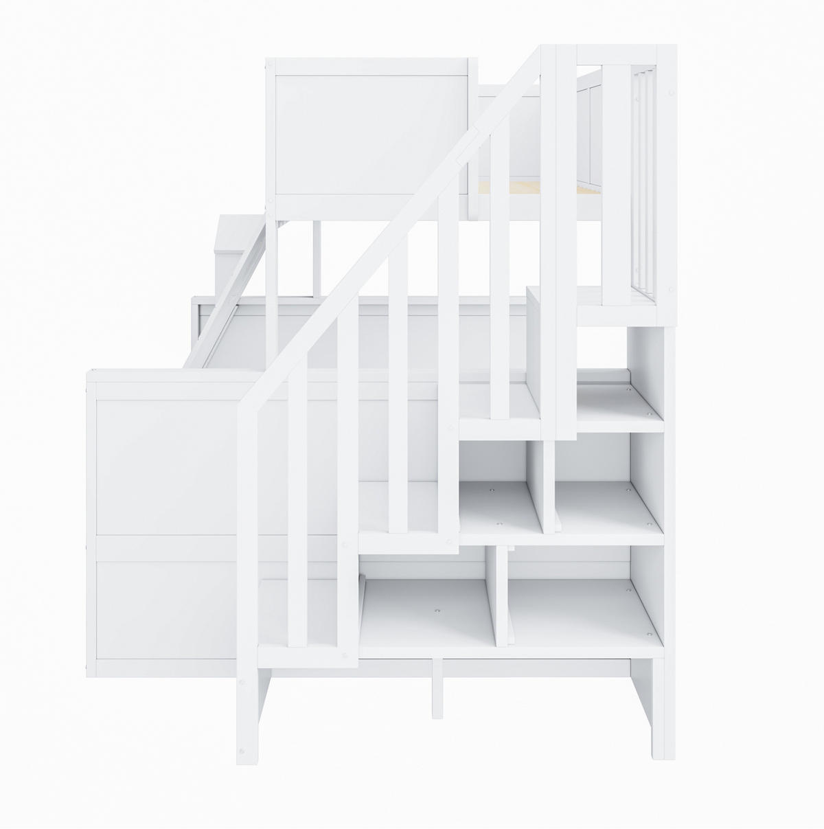 ETAGENBETT 90/200 & 140/200 cm in Weiß mit Treppe und Schubladen - Weiß, Holz (90/200cm) - Flora Grace