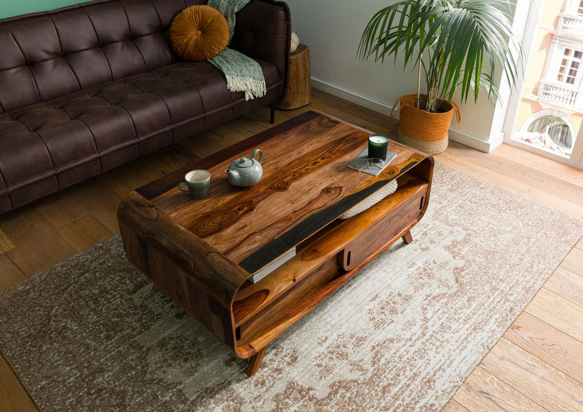 COUCHTISCH Sheesham 120x70x50 dunkelbraun lackiert MAILAND #231 - Dunkelbraun, Holzwerkstoff (70/120/50cm) - Massivmoebel24