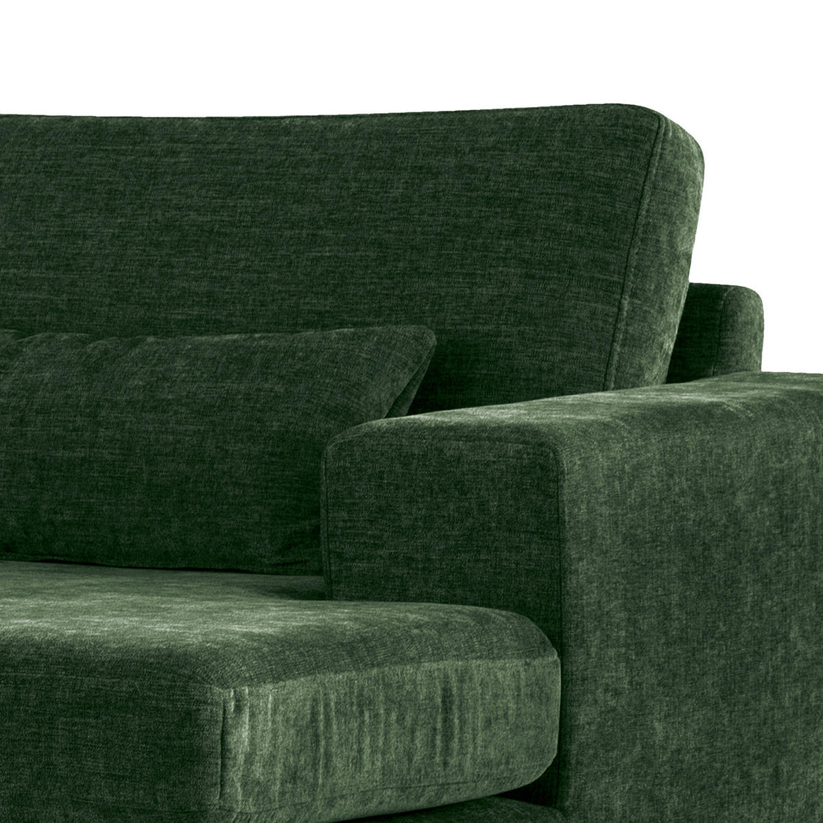 ECKSOFA mit Longchair - Dunkelgrün/Buchefarben, Buchenholz/Textil (281/153cm) - home24