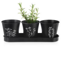 KRÄUTERTOPF-SET BLACKLINE, Metall, schwarz, 4-teilig - Schwarz, Metall (11/10.5cm) - Orion 