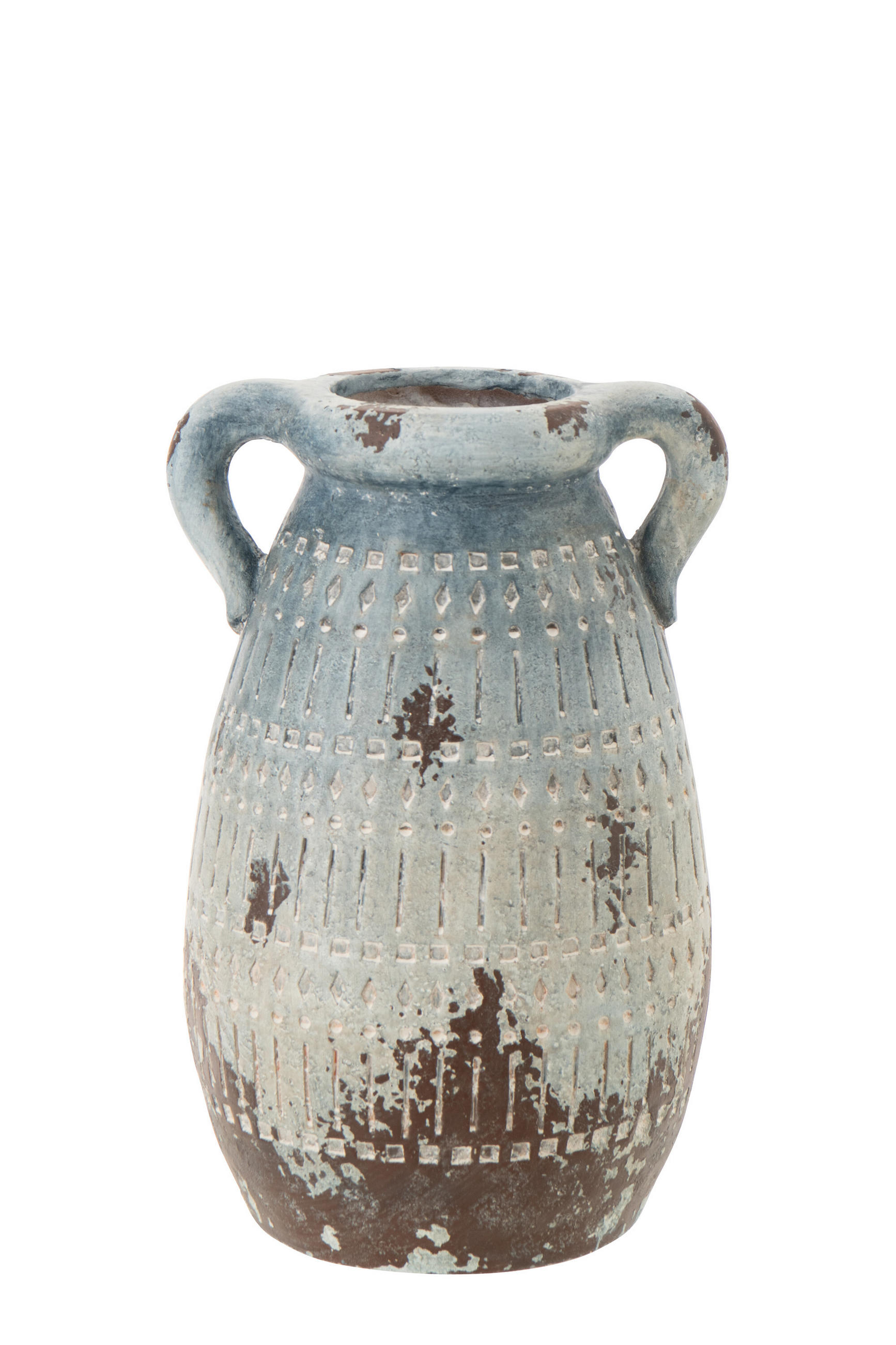 BLUMENTOPF ANTIK AUßEN Blau - Blau, Glas/Naturmaterialien (28/31cm) - J-Line