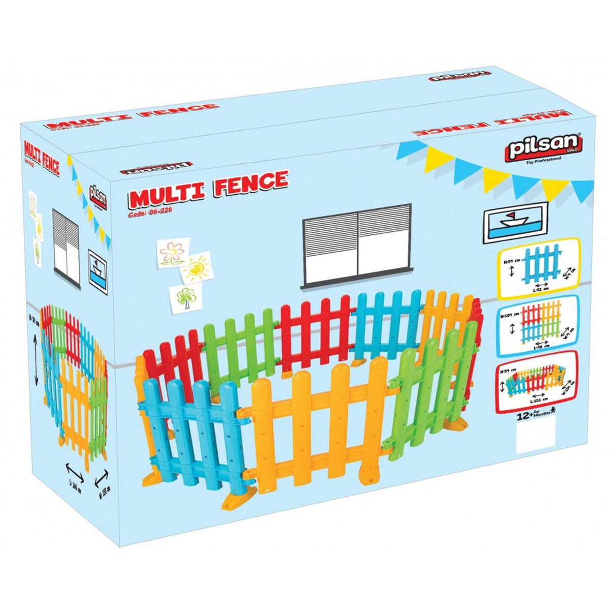 LAUFSTALL 6226 bunt 10 Elemente à 51 x 4 x 54 cm, Laufgitter, Kunststoff, ab 12 Monaten - Multicolor, Kunststoff (151/59/104cm) - Pilsan