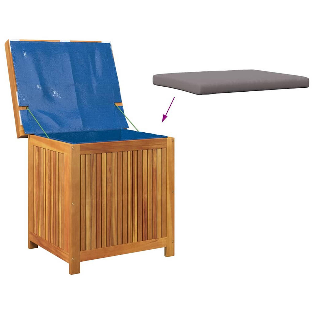 OUTDOOR-KISSENBOX 60/50/61 Cm Massivholz Akazie - Dunkelgrau, Holz (50/61/60cm) - vidaXL