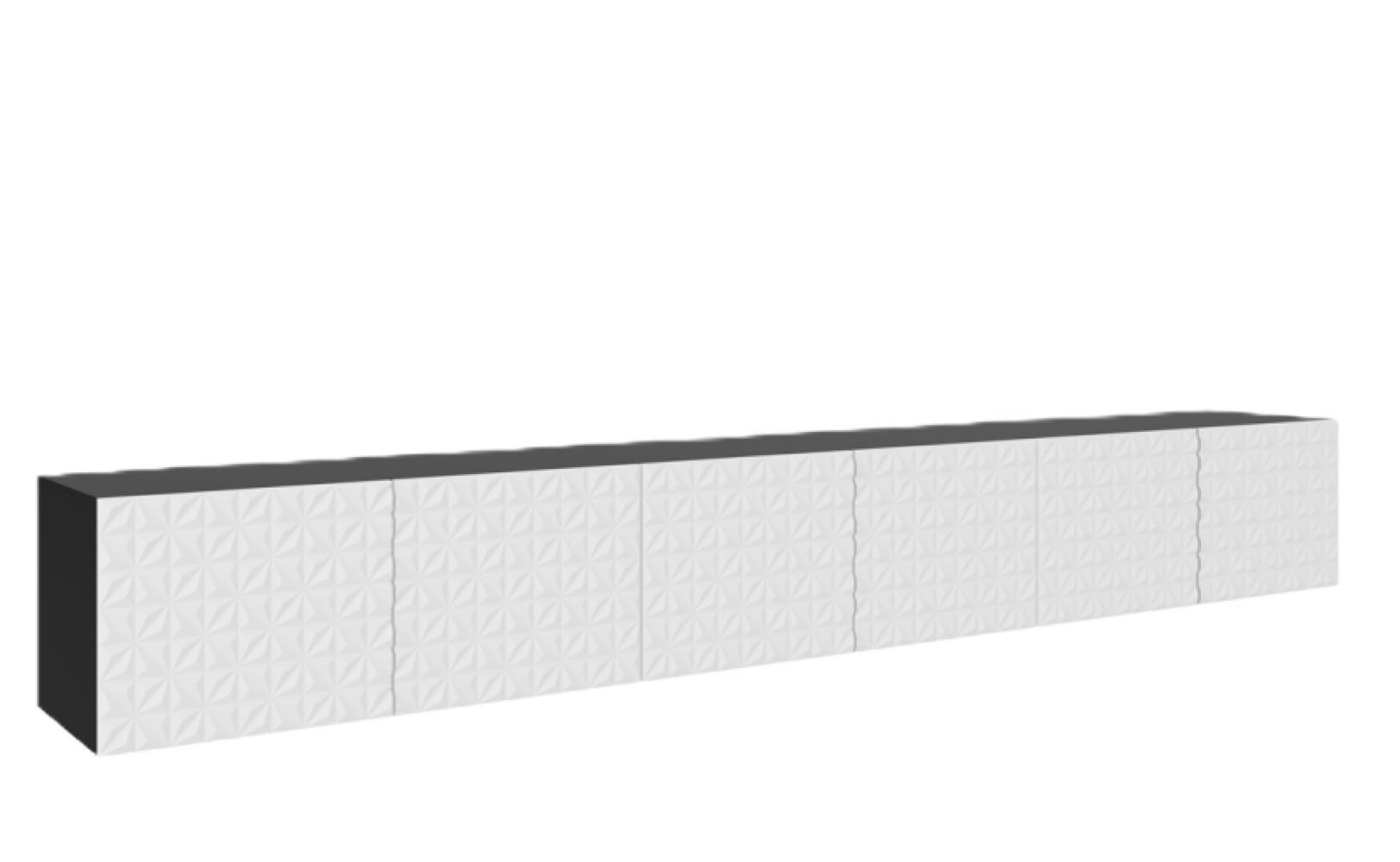 TV-SCHRANK Weiß Schwarz ALI Geschlossen Mit Dekorativen Fronten 300 cm - Schwarz/Weiß, Holzwerkstoff (300/41/40cm) - Sepro Meble
