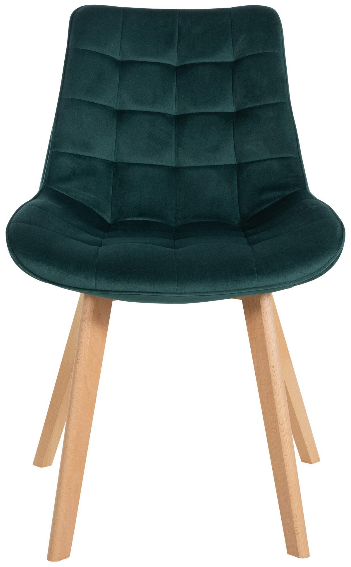 STUHL 2er Set Samt grün - Eukalyptusholzfarben/Grün, Holz/Textil (54/84/63cm) - CLP