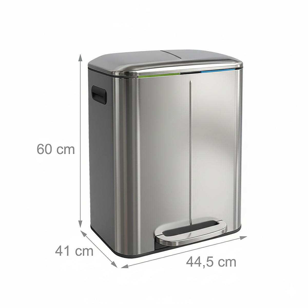 MÜLLEIMER - Silberfarben, Kunststoff/Metall (44.5/60/41cm) - Relaxdays