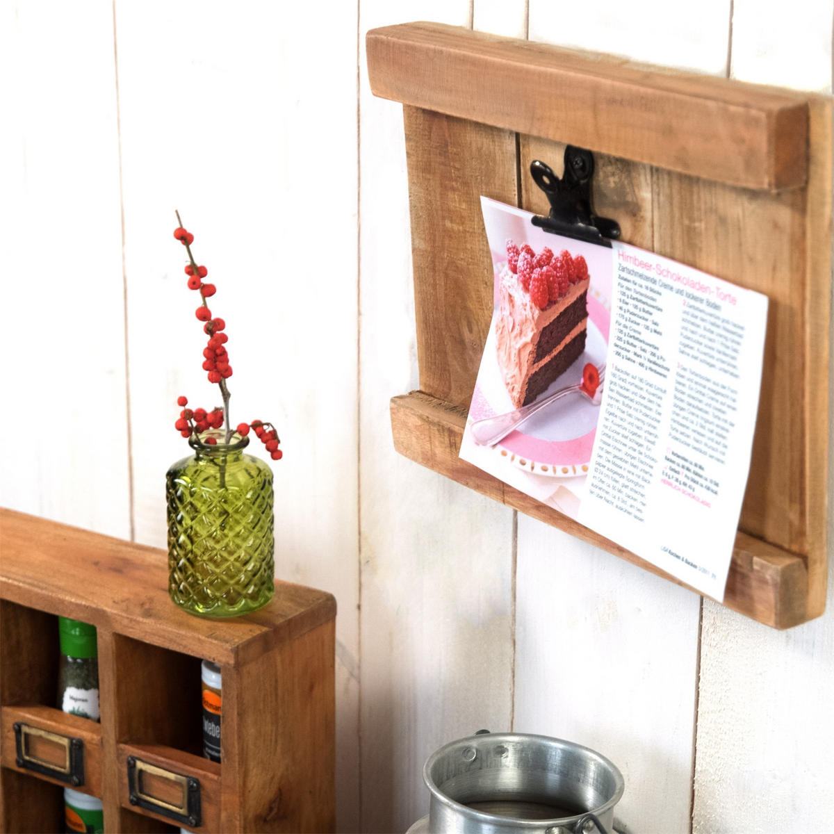 WAND-KLEMMBRETT Pinza Mahagoni Holz, mit Metallklammer naturfarben - Naturfarben, Holz (29/23/3cm) - DESIGN DELIGHTS