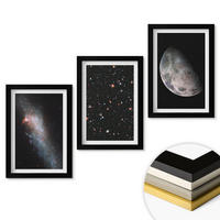 WANDBILDER 3er-Set - 20x30 cm Schwarzer Rahmen - Weltraum Galaxien Sterne Mond - Schwarz, Kunststoff (20/30cm) - ArtPrintCave