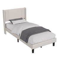 POLSTERBETT 90x200 cm Einzelbett mit Lattenrost, Leinenstoff Beige - Beige, Metall (90/200cm) - EuroLiving