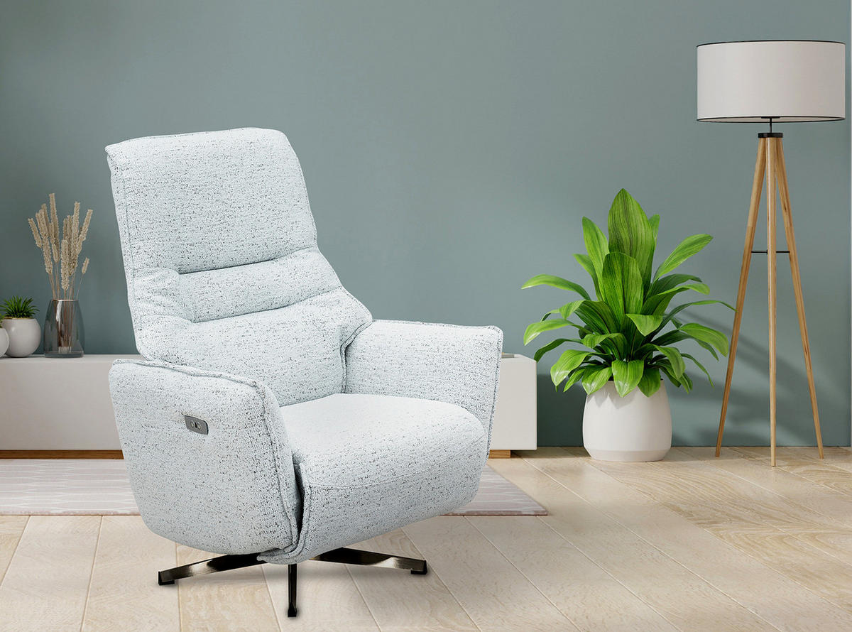 RELAXSESSEL - Bouclé / Eisen - Weiß / Schwarz - Silberfarben/Schwarz, Textil/Metall (81/112/80cm) - home24