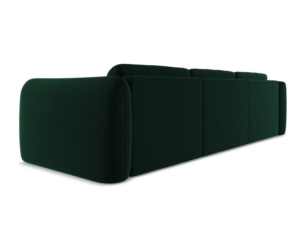 ECKSOFA Links Samt Stoff Grün - Dunkelgrün/Schwarz, Kunststoff/Textil (170/290cm) - Makamii