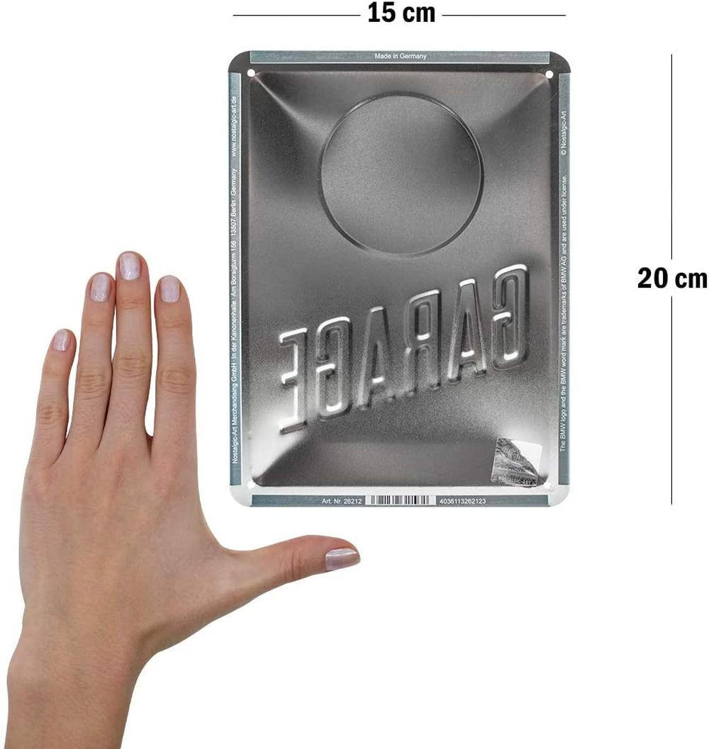 BLECHSCHILD 15/20 cm BMW Garage - Multicolor, Metall (15/20/0.5cm) - Nostalgic-Art