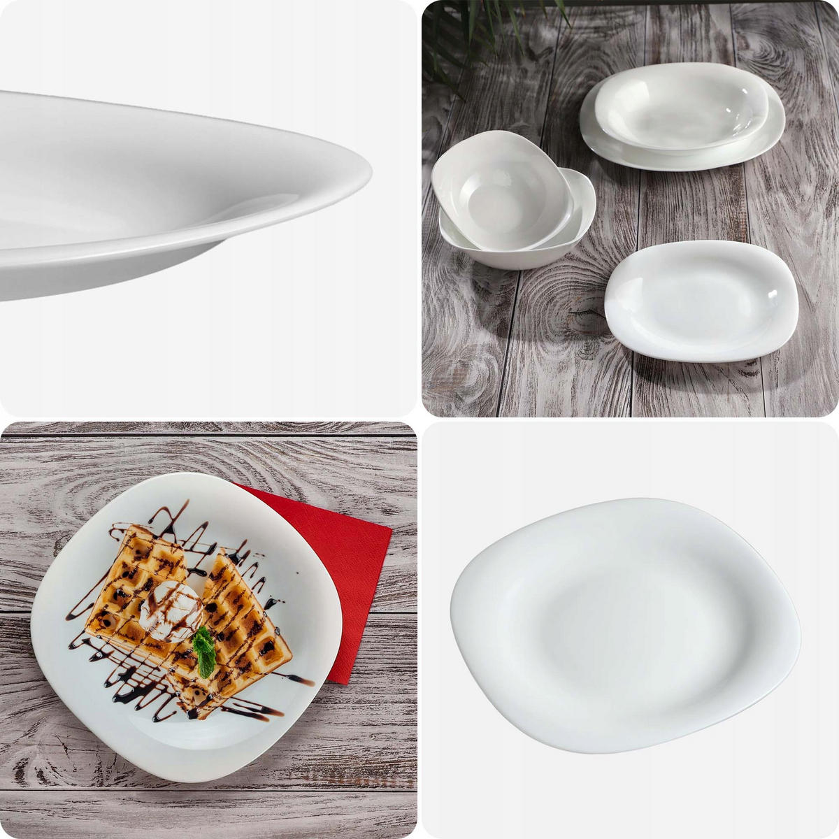 KADAX 6x Dessertteller 21cm weiße Teller Kuchenteller Set - Weiß, Glas (21.5/1.7/20.2cm) - KADAX
