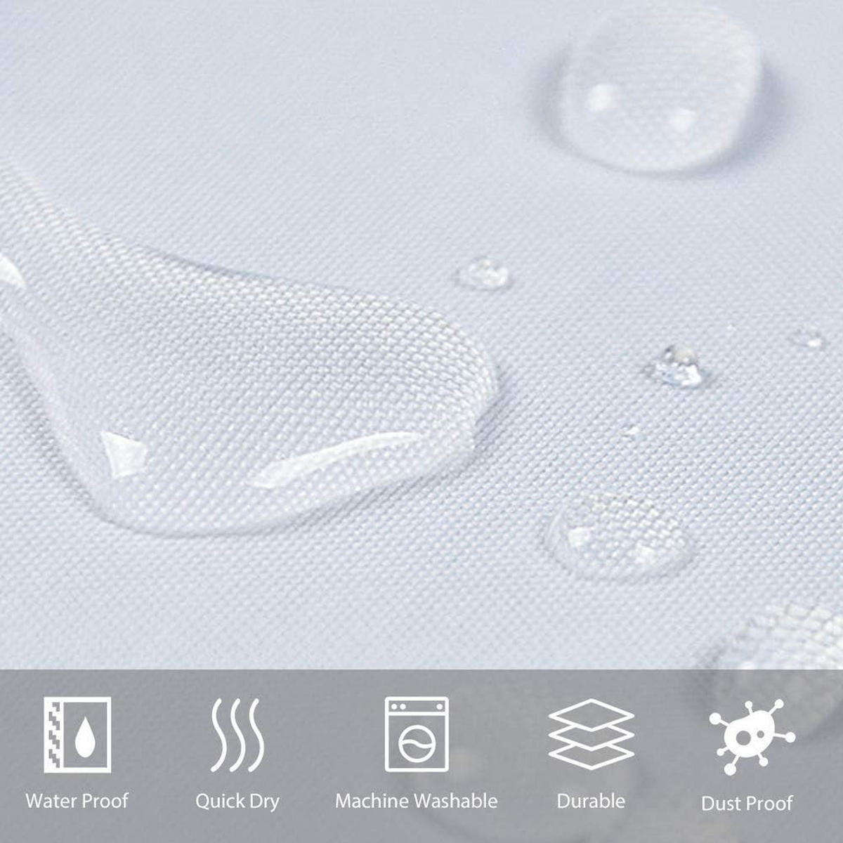 DUSCHVORHANG Weiß Polyester schimmelresistent maschinenwaschbar klein Badewanne wasserdicht - Weiß, Textil (180/180cm) - MCBOSON