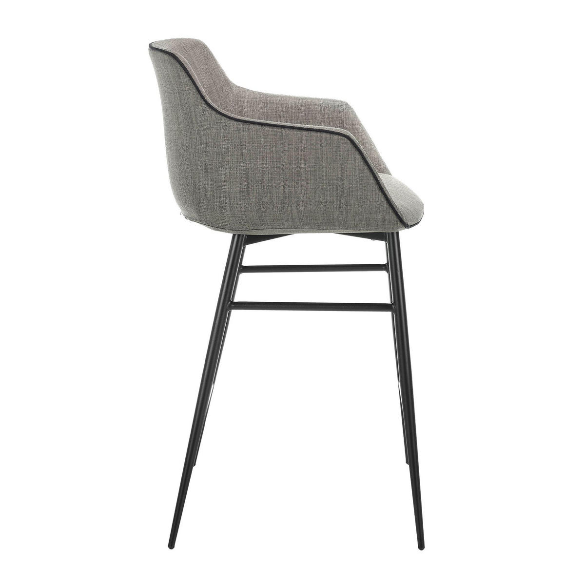 BARHOCKER Hocker aus grauem Stoff 60/57/96 cm - Schwarz/Grau, Textil/Metall (60/96/57cm) - ANGEL CERDA