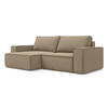 ECKSOFA mit Schlaffunktion Samt Stoff Beige - Beige/Creme, Kunststoff/Textil (148/257cm) - Makamii