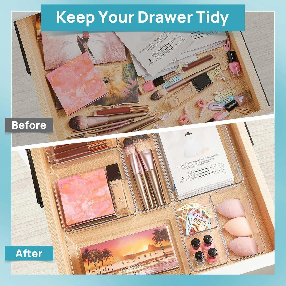 SCHUBLADEN Organizer 44-teiliges Set transparent - Transparent, Kunststoff (15.3/25.3/23.6cm)