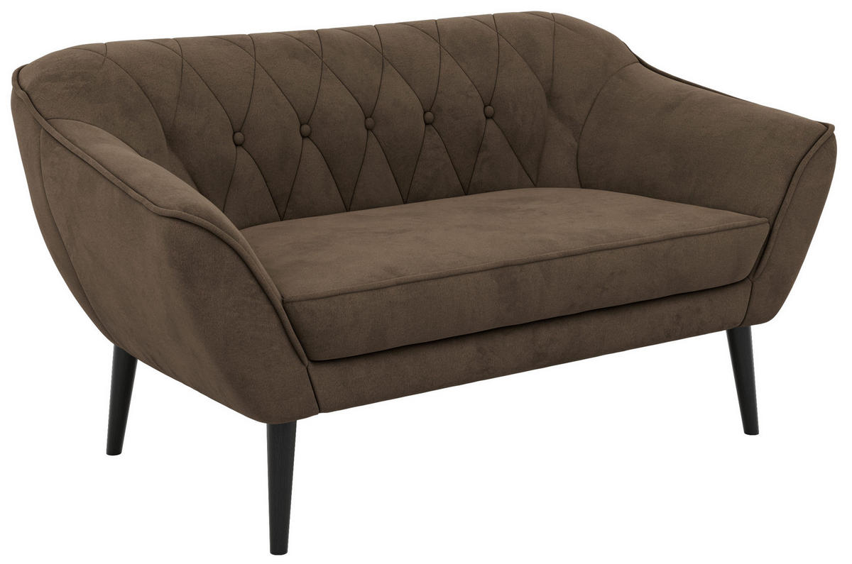 DVOJMIESTNA POHOVKA PIRS 2 - Hnedá Samet - Čierne nohy - hnedá/čierna, kompozitné drevo/textil (140/75/74cm) - MKS