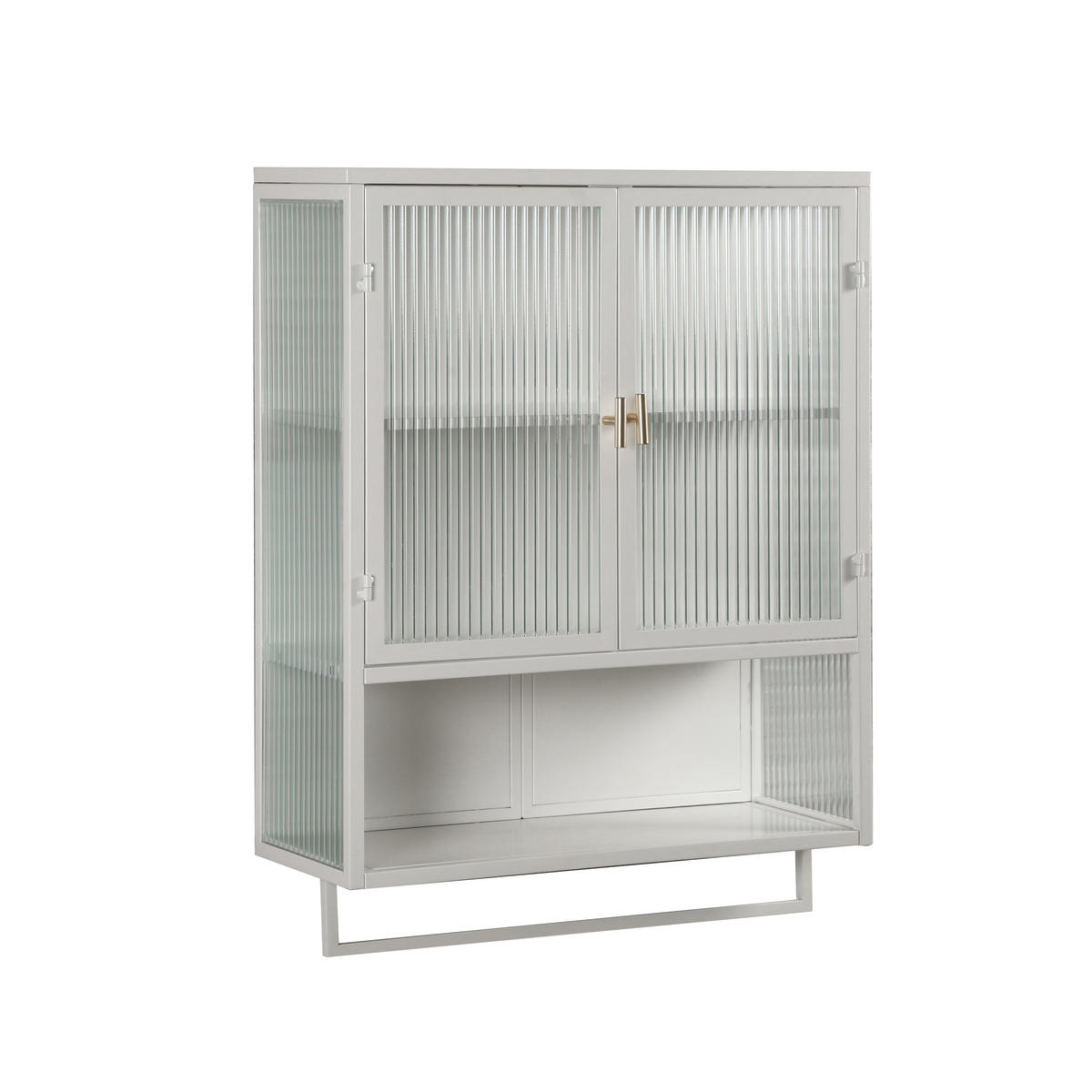 KÜCHENOBERSCHRANK 60/23/78 cm mit Glasfront, 2 Türen und offener Ablage - Weiß, Glas (60/78/23cm) - BEAOK