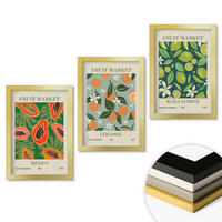 WANDBILDER 3er Set - 20x30 cm Goldrahmen - Vintage-Poster mit Früchten - Goldfarben, Kunststoff (20/30cm) - ArtPrintCave