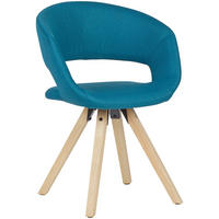 ESSZIMMERSTUHL Polyesterbezug mit Holzgestell Retro gepolstert, Blau 56x50x80 cm - Blau/Beige, Holz/Textil (56/80/50cm) - KADIMA DESIGN