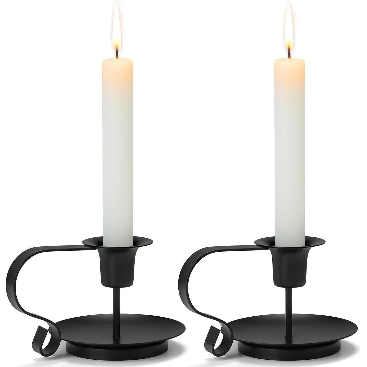KERZENSTÄNDER 2er Set Eisen Schwarz - Schwarz, Metall (12.2/7.5/12.2cm)